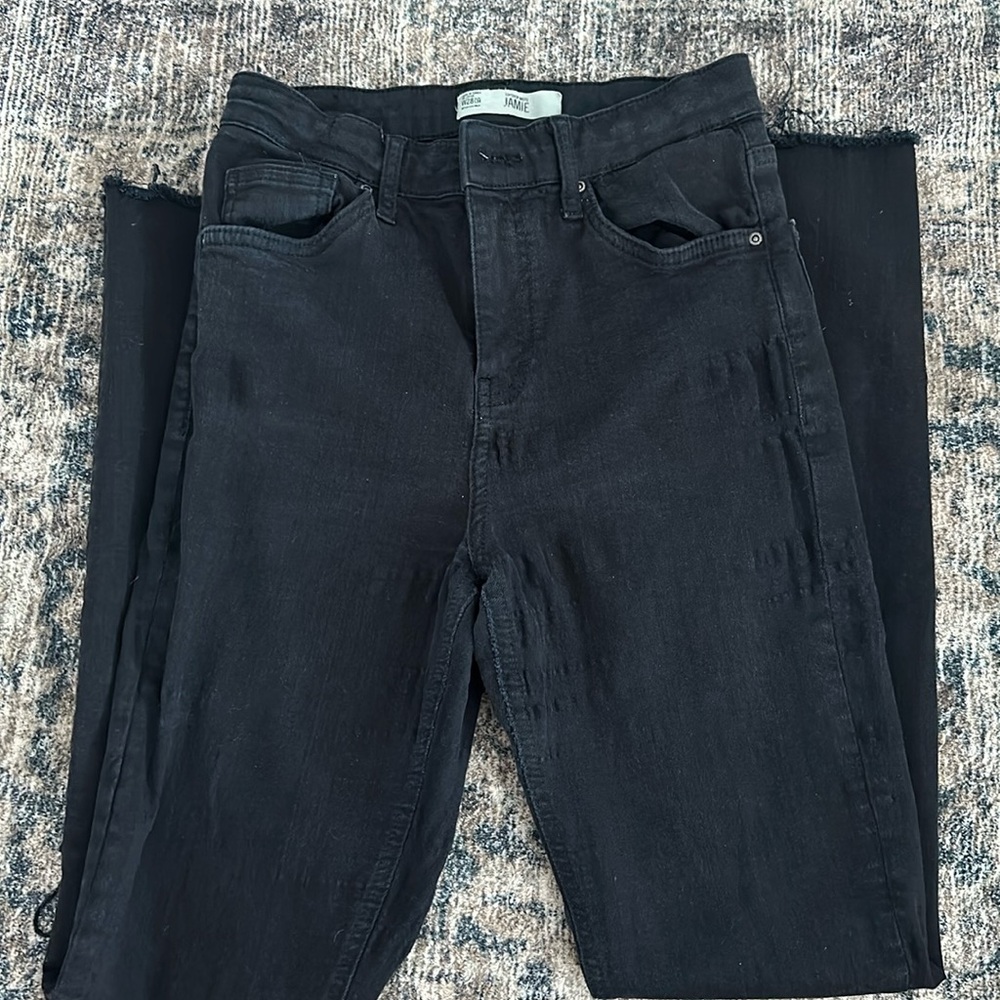 Topshop Distressed Black Skinny Jeans